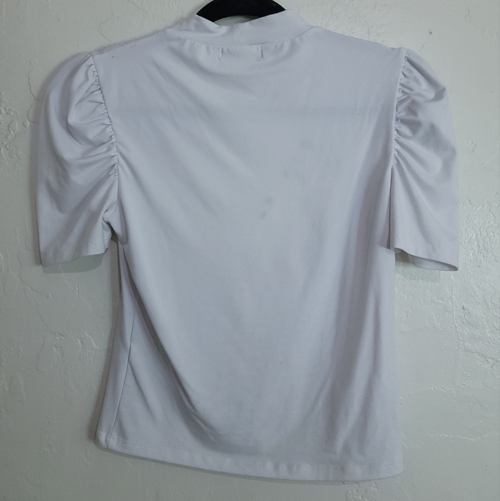Fashion Nova White Ruffled Sleeve Shirt